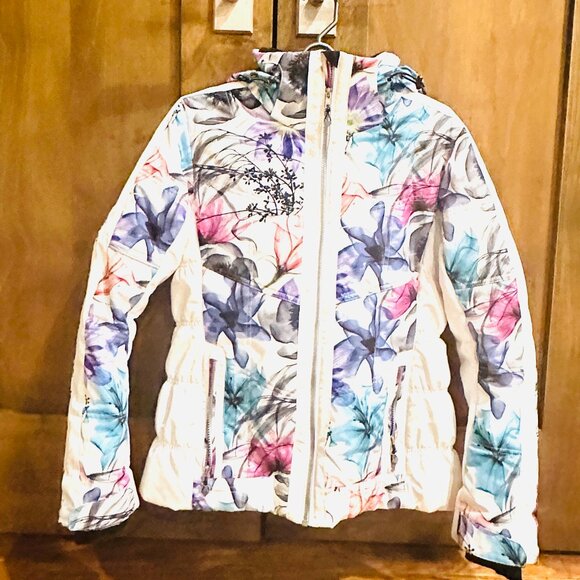 OBERMEYER FLORAL SKI JACKET SIZE 10 - Picture 1 of 10